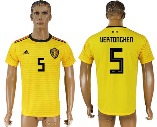 Belgium #5 Vertonghen Away Soccer Country Jersey